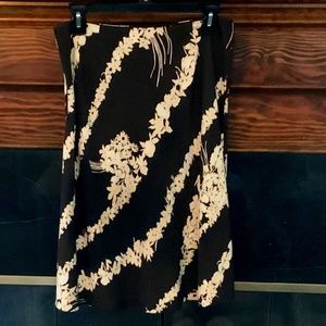 LOFT Brown and Cream Floral Skirt